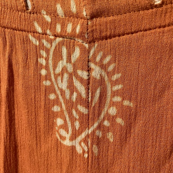 Nusantara Set Pants Shirt Orange Size Small Hippie Gauze button Up Swirl - Picture 6 of 9